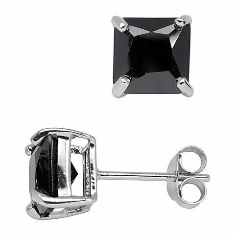 7 mm Støvring Design örhängen i silver svart zirkon