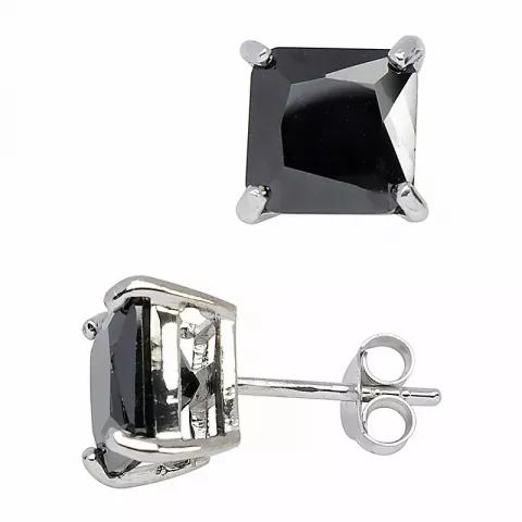 8 mm Støvring Design örhängen i silver svart zirkon