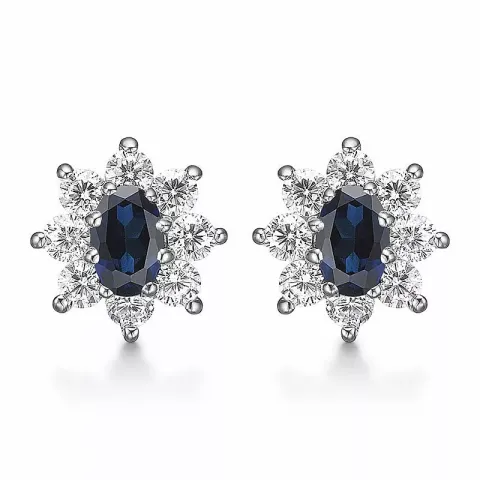 Støvring Design örhängen i silver blå syntetisk safir vit zirkon