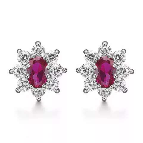 Støvring Design örhängen i silver röd syntetisk rubin vit zirkon