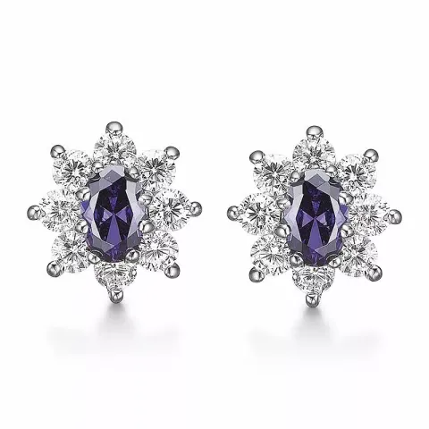 Støvring Design örhängen i silver lila syntetisk ametist vit zirkon
