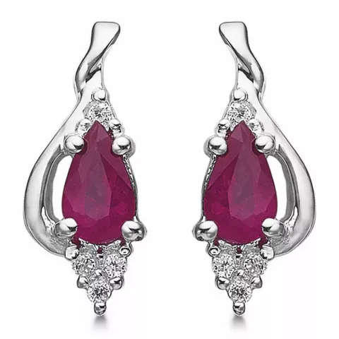 Støvring Design örhängen i silver röd syntetisk rubin vit zirkon