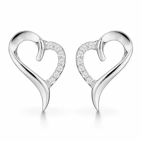 Støvring Design hjärta örhängen i silver vit zirkon