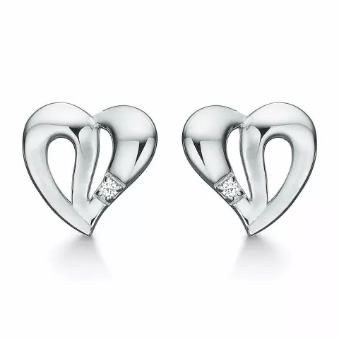Støvring Design hjärta örhängen i silver vit zirkon