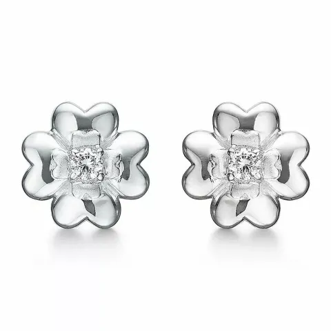 Støvring Design blomma örhängen i silver vit zirkon