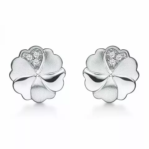 Støvring Design blomma örhängen i silver vit zirkon
