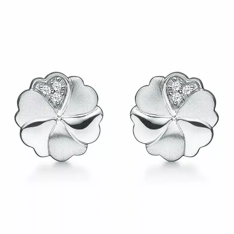 Støvring Design blomma örhängen i silver vit zirkon