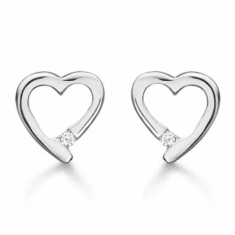 Lille Støvring Design hjärta örhängen i silver vit zirkon
