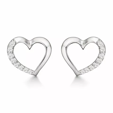 Støvring Design hjärta örhängen i silver vit zirkon