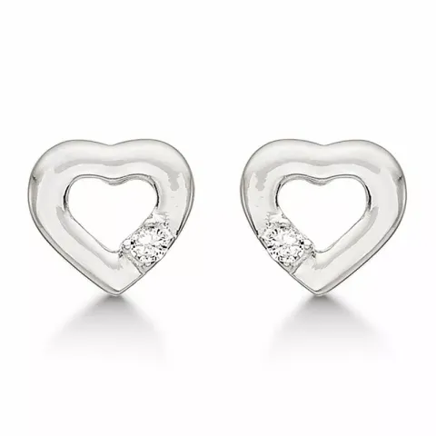 Støvring Design hjärta örhängen i silver vit zirkon