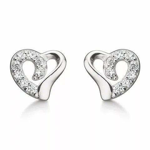 Støvring Design hjärta örhängen i silver vit zirkon