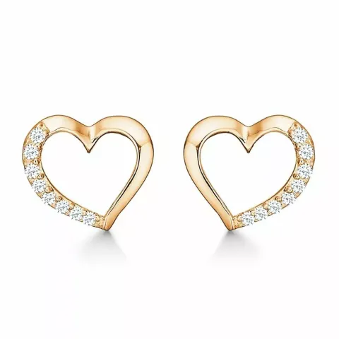 Støvring Design hjärta örhängen i förgyllt silver vit zirkon