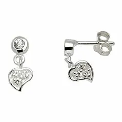 Støvring Design hjärta örhängen i silver vit zirkon