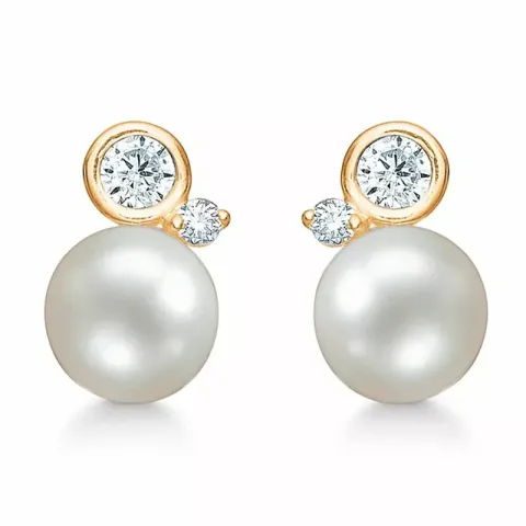 Støvring Design örhängen i 8 karat guld vit zirkon