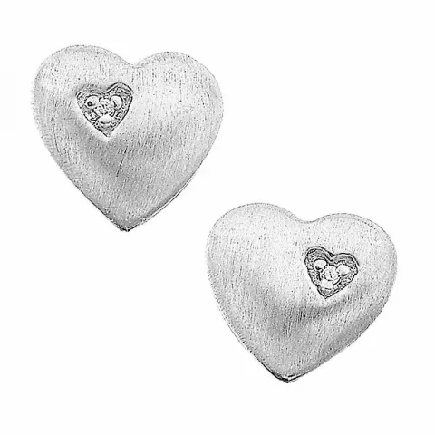 Støvring Design hjärta örhängen i silver vit diamant