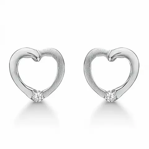 Støvring Design hjärta örhängen i silver vit diamant