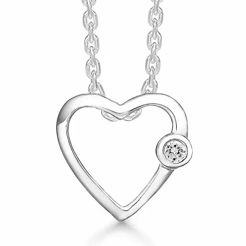 Støvring Design hjärta halskedja med berlocker i silver vit zirkon