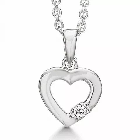 Støvring Design hjärta halskedja med berlocker i silver vit zirkon