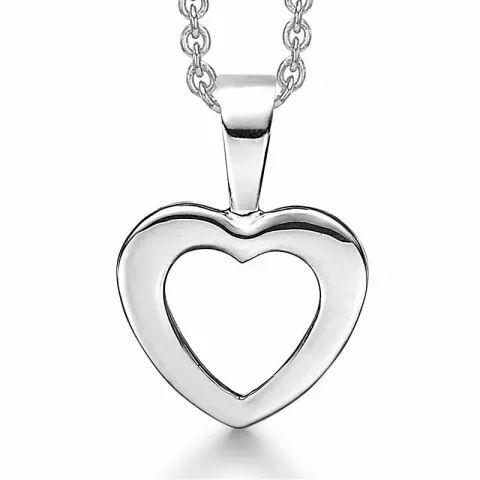 Støvring Design hjärta halskedja med berlocker i 14 karat vitguld med silver halsband