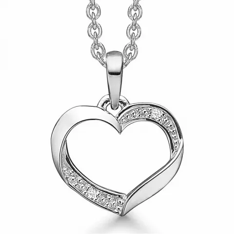 Støvring design hjärta halskedja med berlocker i 14 karat vitguld vita diamanter