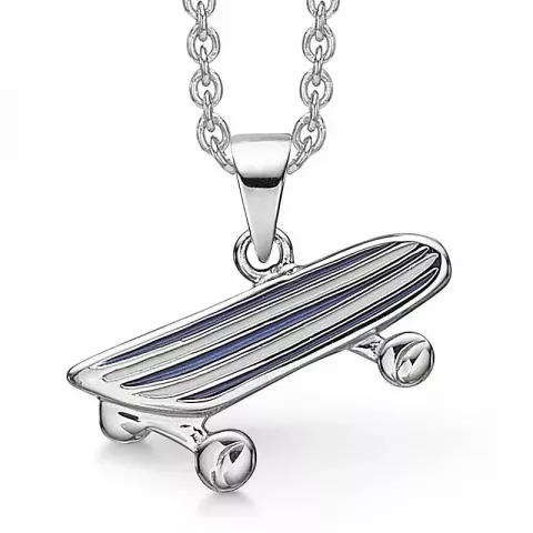 Skateboard halskedja med berlocker i silver