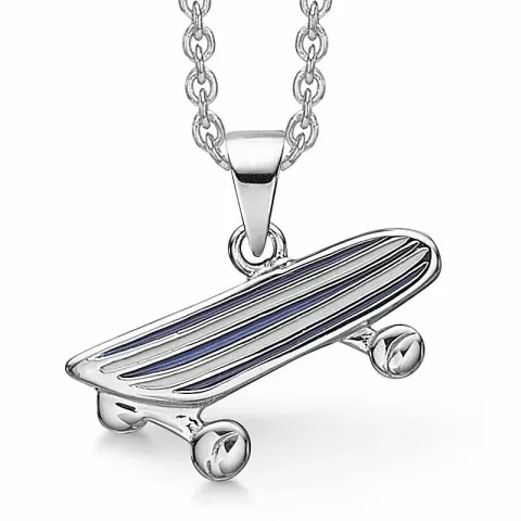 Støvring Design skateboard halskedja med berlocker i silver