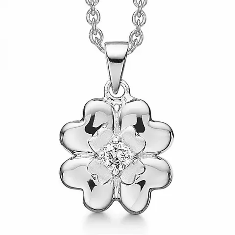Støvring Design blomma hängen med kedja i silver vit zirkon