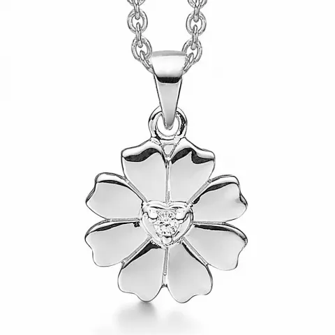 Elegant Støvring Design blomma halskedja med berlocker i silver vit zirkon