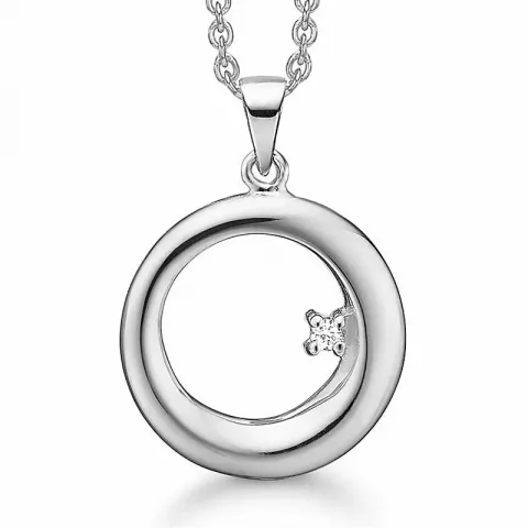Støvring Design halskedja med berlocker i rhodinerat silver vit diamant