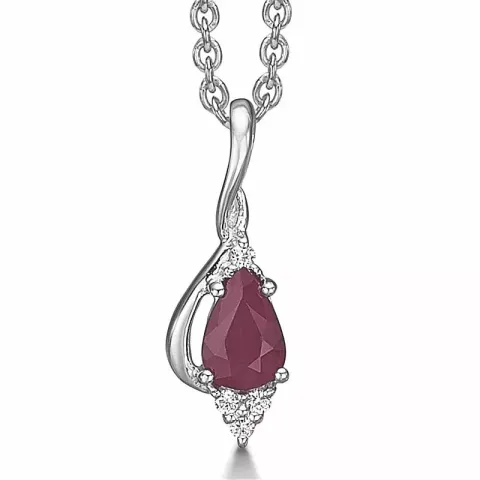 Støvring Design halskedja med berlocker i silver vit zirkon röd syntetisk rubin