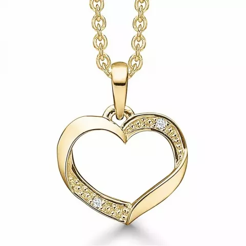 Støvring Design hängen med halskedja i 14 karat guld med forgylld silverhalskedja vit diamant