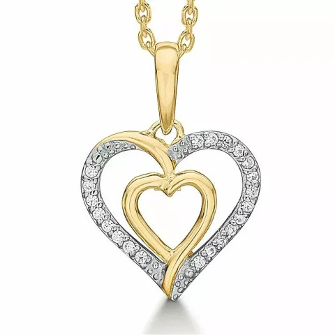 Støvring Design halskedja med berlocker i 8 karat guld med forgylld silverhalskedja vit zirkon
