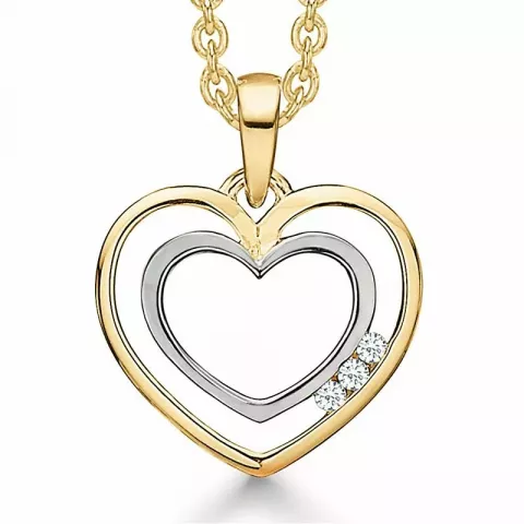 Støvring Design halskedja med berlocker i 14 karat guld med forgylld silverhalskedja vit diamant