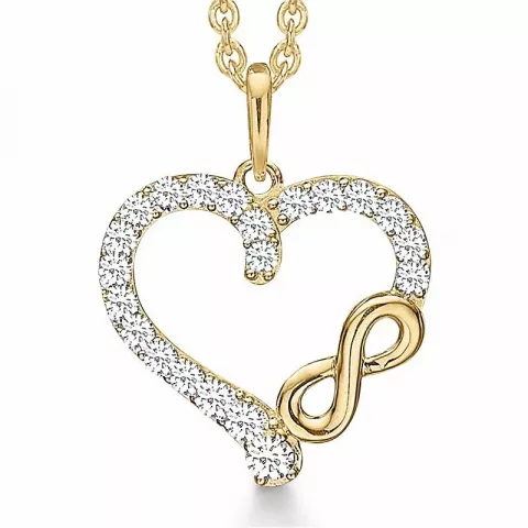 Støvring Design infinity halskedja med berlocker i 14 karat guld med forgylld silverhalskedja vit zirkon