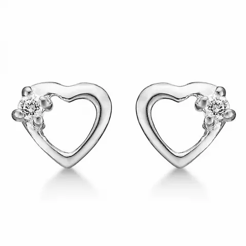 Støvring Design hjärta örhängen i silver vit zirkon