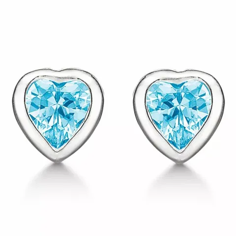 Støvring Design hjärta örhängen i silver ljusblå zirkon