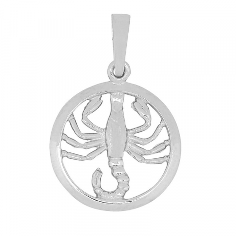 12 mm Siersbøl stjärnteck skorpionen hängen i rhodinerat silver