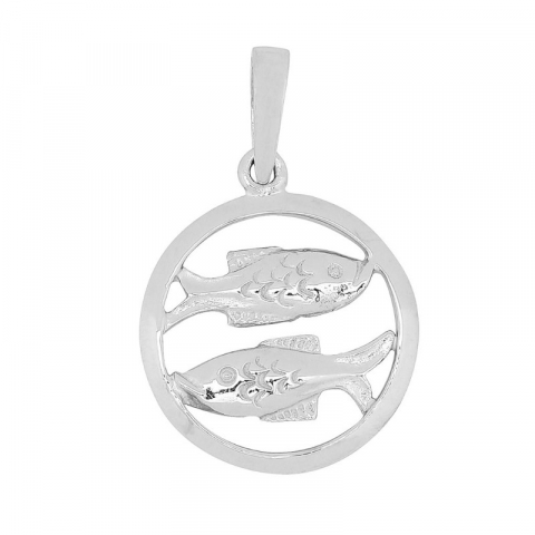 12 mm Siersbøl stjärnteck fisken hängen i rhodinerat silver