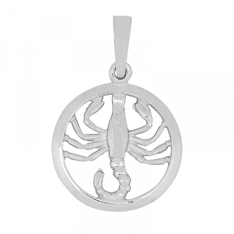 15 mm Siersbøl stjärnteck skorpionen hängen i rhodinerat silver