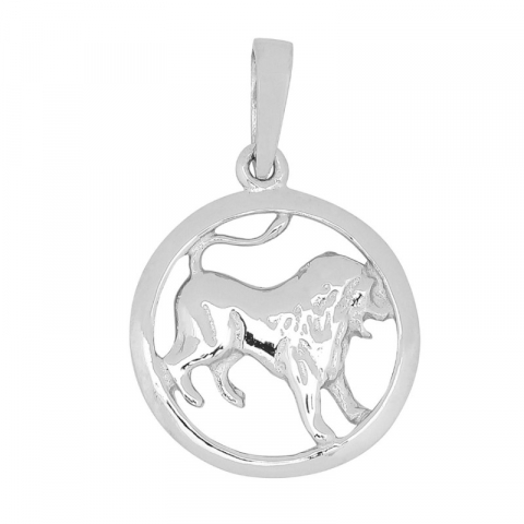15 mm Siersbøl stjärnteck lejonet hängen i rhodinerat silver