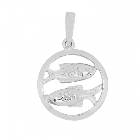15 mm Siersbøl stjärnteck fisken hängen i rhodinerat silver
