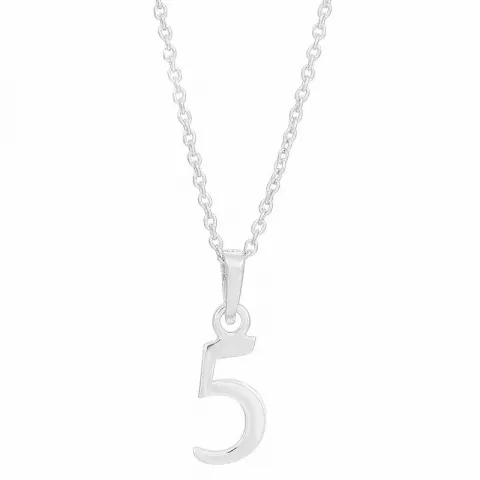 Siersbøl siffran 5 hängen med halskedja i silver