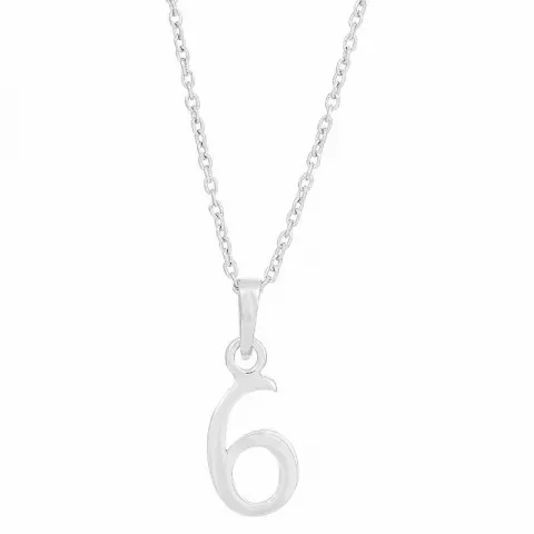 Siersbøl siffran 6 hängen med halskedja i silver