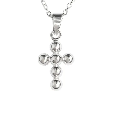Siersbøl kors hängen med halskedja i silver med silver halsband