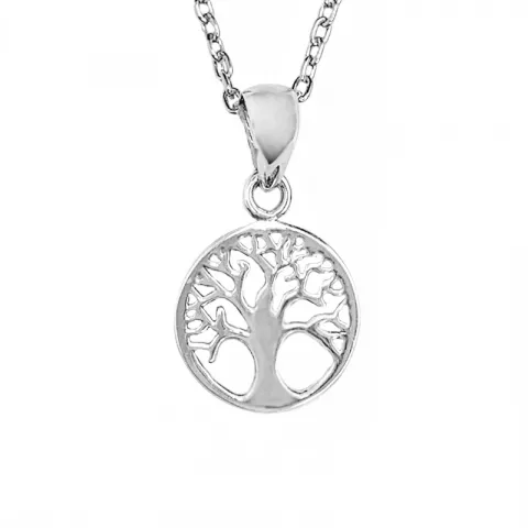 Siersbøl livets träd hängen med halskedja i rhodinerat silver