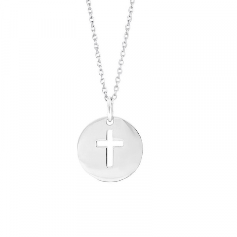 Siersbøl kors hängen med halskedja i rhodinerat silver
