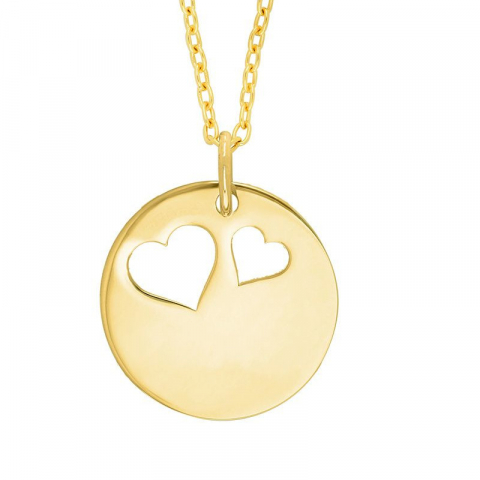 Siersbøl hjärta hängen med halskedja i 14 karat guld med forgylld silverhalskedja