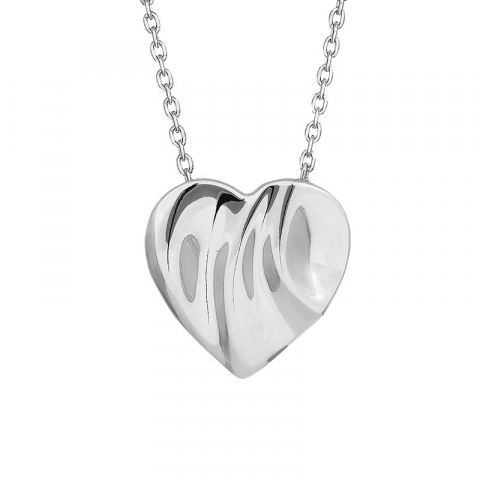 Siersbøl hjärta hängen med halskedja i rhodinerat silver
