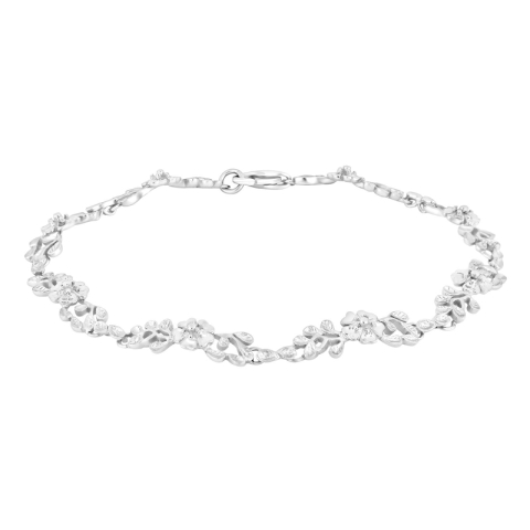 Siersbøl blomma armband i rhodinerat silver