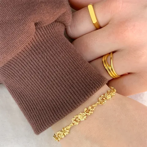 Siersbøl blomma armband i förgyllt silver